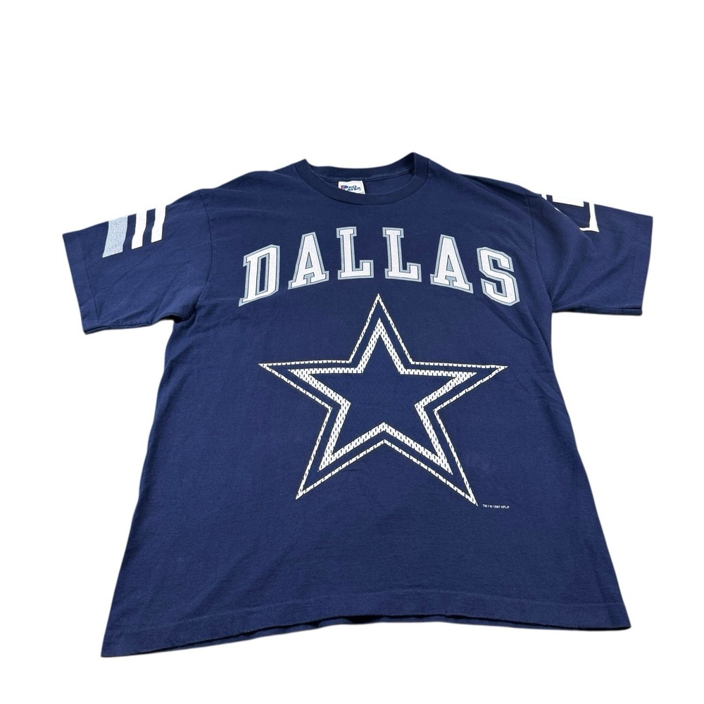 Pro Player Blue White VTG 1997 Dallas Cowboys AOP T Shirt L‎ USA